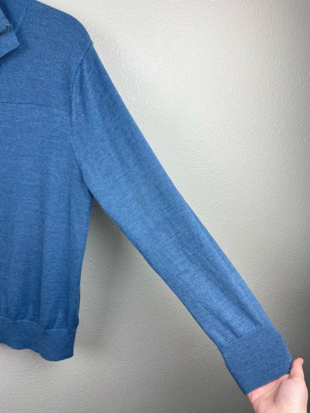 Banana Republic Factory Men's Large Blue Half-Zip Sweater Merino Wool Knit Golf